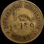 Jeton 1 kg de pain N� 159 - Boulangerie Coop�rative d'Ussel (19200 - Corr�ze) - avers