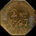 Jeton 2 kg de pain N� 297 - Boulangerie Coop�rative d'Ussel (19200 - Corr�ze) - avers