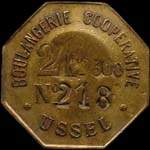 Jeton 2 kg 500 de pain N� 218 - Boulangerie Coop�rative d'Ussel (19200 - Corr�ze) - avers