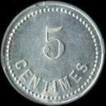 Jeton de 5 centimes �mis par la Soci�t� Civile de Consommation � Valdoie (90300 - Territoire de Belfort) - revers