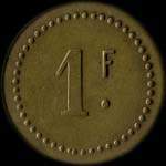 Jeton de n�cessit� de 1 franc �mis par la Cantine Silvestre du 35e r�giment d'Artillerie - revers