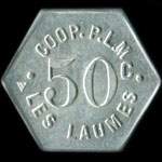 Jeton de 50 centimes émis par Coop P.L.M. - Les Laumes à Segré (49500 - Maine-et-Loire) - avers