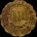Jeton de 10 centimes �mis par la Soci�t� Coop�rative des Employ�s de Chemins de Fer � Vesoul (70000 - Haute-Sa�ne) - avers