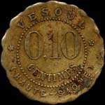 Jeton de 10 centimes �mis par la Soci�t� Coop�rative des Employ�s de Chemins de Fer � Vesoul (70000 - Haute-Sa�ne) - revers