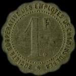 Jeton de 1 franc �mis par la Soci�t� Coop�rative des Employ�s de Chemins de Fer � Vesoul (70000 - Haute-Sa�ne) - avers