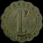 Jeton de 1 franc �mis par la Soci�t� Coop�rative des Employ�s de Chemins de Fer � Vesoul (70000 - Haute-Sa�ne) - revers