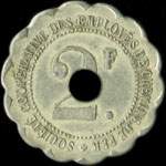 Jeton de 2 francs �mis par la Soci�t� Coop�rative des Employ�s de Chemins de Fer � Vesoul (70000 - Haute-Sa�ne) - revers
