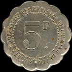 Jeton de 5 francs �mis par la Soci�t� Coop�rative des Employ�s de Chemins de Fer � Vesoul (70000 - Haute-Sa�ne) - avers