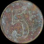 Jeton de 5 francs �mis par le Casino - Veules-les-Roses (76980 - Seine-Maritime) - revers