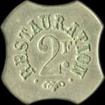 Jeton Restauration - 2 francs - Vichy (03200 - Allier) - avers