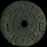 Jeton Sapeurs-Pompiers de Vichy - Service des Th��tres - 1 franc - Vichy (03200 - Allier) - avers