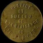 Jeton Bon pour 1 kilog. de pain bis �mis par l'Hospice et Bureau de Bienfaisance de Vic-sur-C�re (15800 - Cantal) - avers
