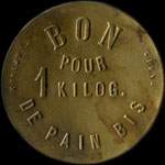 Jeton Bon pour 1 kilog. de pain bis �mis par l'Hospice et Bureau de Bienfaisance de Vic-sur-C�re (15800 - Cantal) - revers