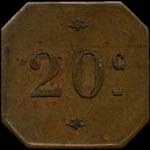 Jeton de 20 centimes �mis par Henry Cr�pin - Cantine de Villiers-Adam (95840 - Val d'Oise) - revers