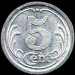 Jeton de 5 centimes 1922 �mis par l'Union Commerciale de Vimoutiers (61120 - Orne) - revers