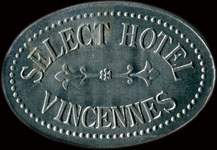 Jeton de 25 centimes �mis par le Select Hotel - Vincennes (94300 - Val-de-Marne) - avers