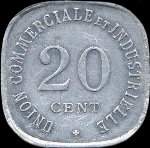 Jeton de 20 centimes 1917 en aluminium �mis par l'Union Commerciale et Industrielle de Vincennes (94300 - Val-de-Marne) - revers