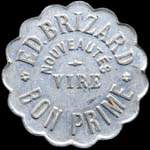 Jeton de 20 francs �mis par Ed.Brizard - Vire (14500 - Calvados) - avers
