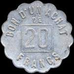 Jeton de 20 francs �mis par Ed.Brizard - Vire (14500 - Calvados) - revers