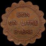 Jeton de 1 litre de bière en cuivre émis par la Brasserie Robert - Vrigne-aux-Bois (08330 - Ardennes) - revers