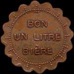 Jeton de 1 litre de bi�re en cuivre �mis par la Brasserie Robert - Vrigne-aux-Bois (08330 - Ardennes) - revers