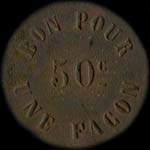 Jeton de 50 centimes �mis par la Manufacture de Chapeaux G. Fournier � Yvetot (76190 - Seine-Maritime) - revers