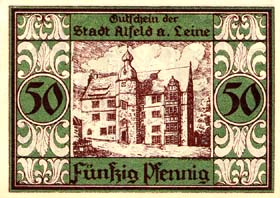 Notgeld Alfeld an der Leine ( Hannover - Allemagne ) - 50 pfennige - �mission du 1er juillet 1921 - dos