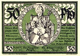 Notgeld Alfeld an der Leine ( Hannover - Allemagne ) - 50 pfennige - �mission du 1er juillet 1921 - face