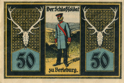 Notgeld Gustschein der Stadt Berleburg (Nordrhein-Westfalen - Allemagne) - 50 pfennige - 12&nbsp;mars&nbsp;1921 - dos