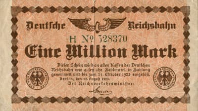 Notgeld Deutsche Reichsbahn - Berlin - 1&nbsp;000&nbsp;000&nbsp;mark - s�rie&nbsp;H - n�&nbsp;528370 - 12&nbsp;ao�t&nbsp;1923 - face