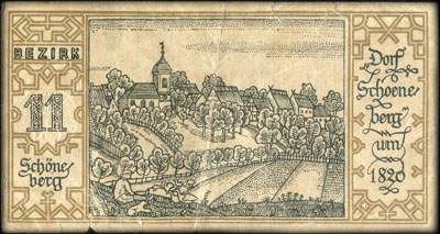 Notgeld Stadtkassenschein Berlin - Magistrat der Reichshauptstadt - 50 pfennige n� 957238 - 9 Septembre 1921 - Bezirk 11 Sch�neberg - Dorf Sch�neberg um 1820 - face