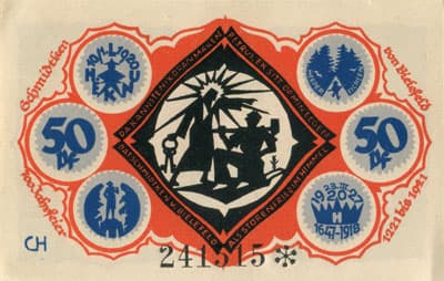 Notgeld der Stadt Sparkasse Bielefeld (Nordrhein-Westfalen - Allemagne) - 50 pfennige - n�&nbsp;241515 - 15&nbsp;mai&nbsp;1921 - dos