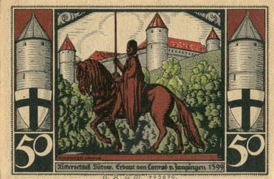 Notgeld Die Stadtbank B�tow (Mecklenburg-Vorpommern - Allemagne) - 50 pfennige - Konto&nbsp;D - n�&nbsp;038659 - dos