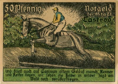 Notgeld Kriegsgeld der Stadt Castrop (Nordrhein-Westfalen - Allemagne) - 50 pfennige n�&nbsp;6793 - 25&nbsp;juillet&nbsp;1918 - dos