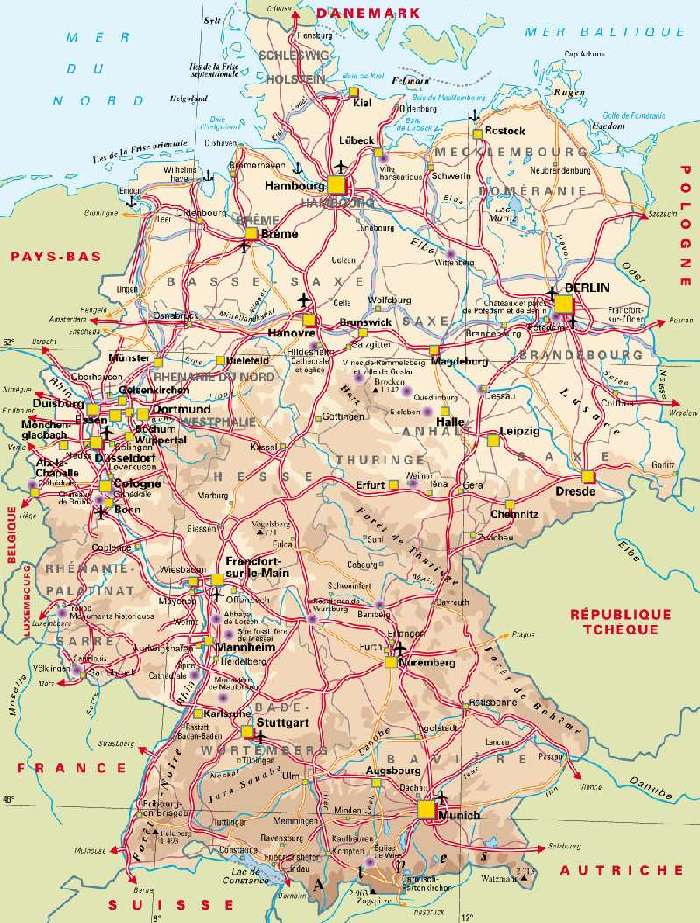 Carte de l'Allemagne d'aujourd'hui