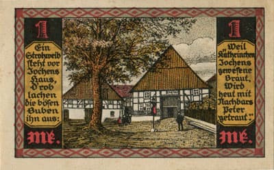Notgeld der Gemeinde Drenke (Nordrhein-Westfalen - Allemagne) - 1&nbsp;mark - 5&nbsp;novembre&nbsp;1921 - dos