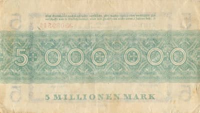 Notgeld Dresden-Neustadt (Sachsen) - 5&nbsp;000&nbsp;000&nbsp;mark - 25&nbsp;ao�t&nbsp;1923 - Reihe&nbsp;E - n�&nbsp;089540 - dos