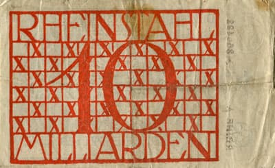 Notgeld Die Rheinische Stahlwerke A.G. in Duisburg-Meiderich (Nordrhein-Westfalen - Allemagne) - 10&nbsp;000&nbsp;000&nbsp;000&nbsp;mark - Reihe&nbsp;A - n�&nbsp;360481 - 29&nbsp;septembre&nbsp;1923 - verso