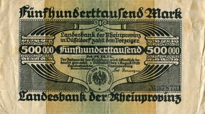 Notgeld Kriegsgeld der Stadt D�sseldorf - 500 000 mark - n� 378731 - 1 ao�t 1923 - face