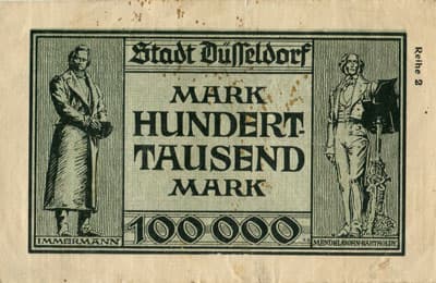 Notgeld Kriegsgeld der Stadt D�sseldorf - 100 000 mark - Reihe 2 - 15 ao�t 1923 - face