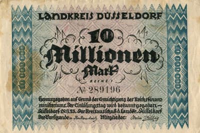 Notgeld Landkreis D�sseldorf - 10 000 000 mark - Reihe 1 - n� 289196 - 29 ao�t 1923 - face