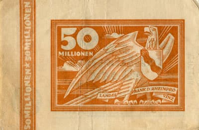 Notgeld D�sseldorf (Rheinprovinz) - 50 000 000 mark - Reihe 19 - n� 07104 - 15 septembre 1923 - dos