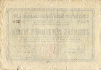 Anleihe der Stadt Eschershausen - 20&nbsp;000&nbsp;000&nbsp;mark - s�rie&nbsp;D - n�&nbsp;569 - 14&nbsp;septembre&nbsp;1923 - dos