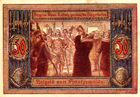 Notgeld Finsterwalde ( Brandenburg - Allemagne ) - 50 pfennige - �mission de juillet 1921 - dos