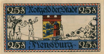 Notgeld der Stadt Flensburg (Schleswig-Holstein - Allemagne) - 25 pfennige n�&nbsp;52033 - 16&nbsp;janvier&nbsp;1920 - dos