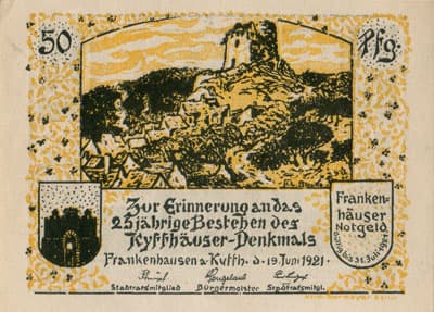 Frankenh&auml;user Notgeld (Th&uuml;ringen - Allemagne) - 50 pfennige - 15&nbsp;juin&nbsp;1921 - Huldigung der Deutschen Flieger - face