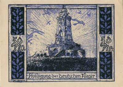 Frankenh&auml;user Notgeld (Th&uuml;ringen - Allemagne) - 50 pfennige - 15&nbsp;juin&nbsp;1921 - Huldigung der Deutschen Flieger - dos