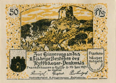 Frankenh&auml;user Notgeld (Th&uuml;ringen - Allemagne) - 50 pfennige - 15&nbsp;juin&nbsp;1921 - Prinzessin Jise und die Musikanten - face