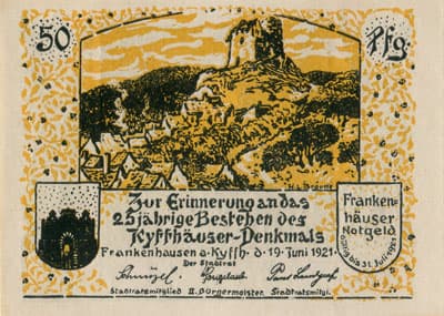 Frankenh&auml;user Notgeld (Th&uuml;ringen - Allemagne) - 50 pfennige - 15&nbsp;juin&nbsp;1921 - Germanisches Osterfest auf dem Kyffh�user - face
