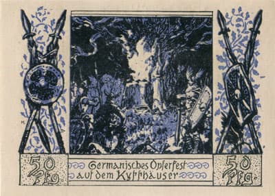 Frankenh&auml;user Notgeld (Th&uuml;ringen - Allemagne) - 50 pfennige - 15&nbsp;juin&nbsp;1921 - Germanisches Osterfest auf dem Kyffh�user - dos